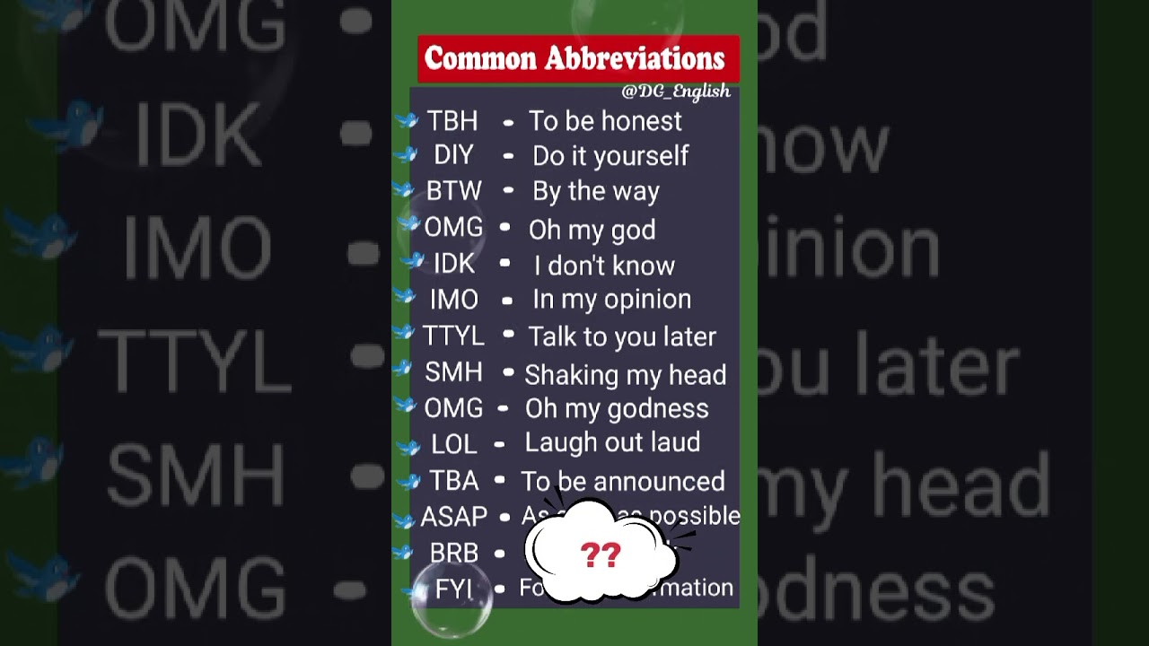 Common Abbreviations | Boost Your English | Acronyms For Texting