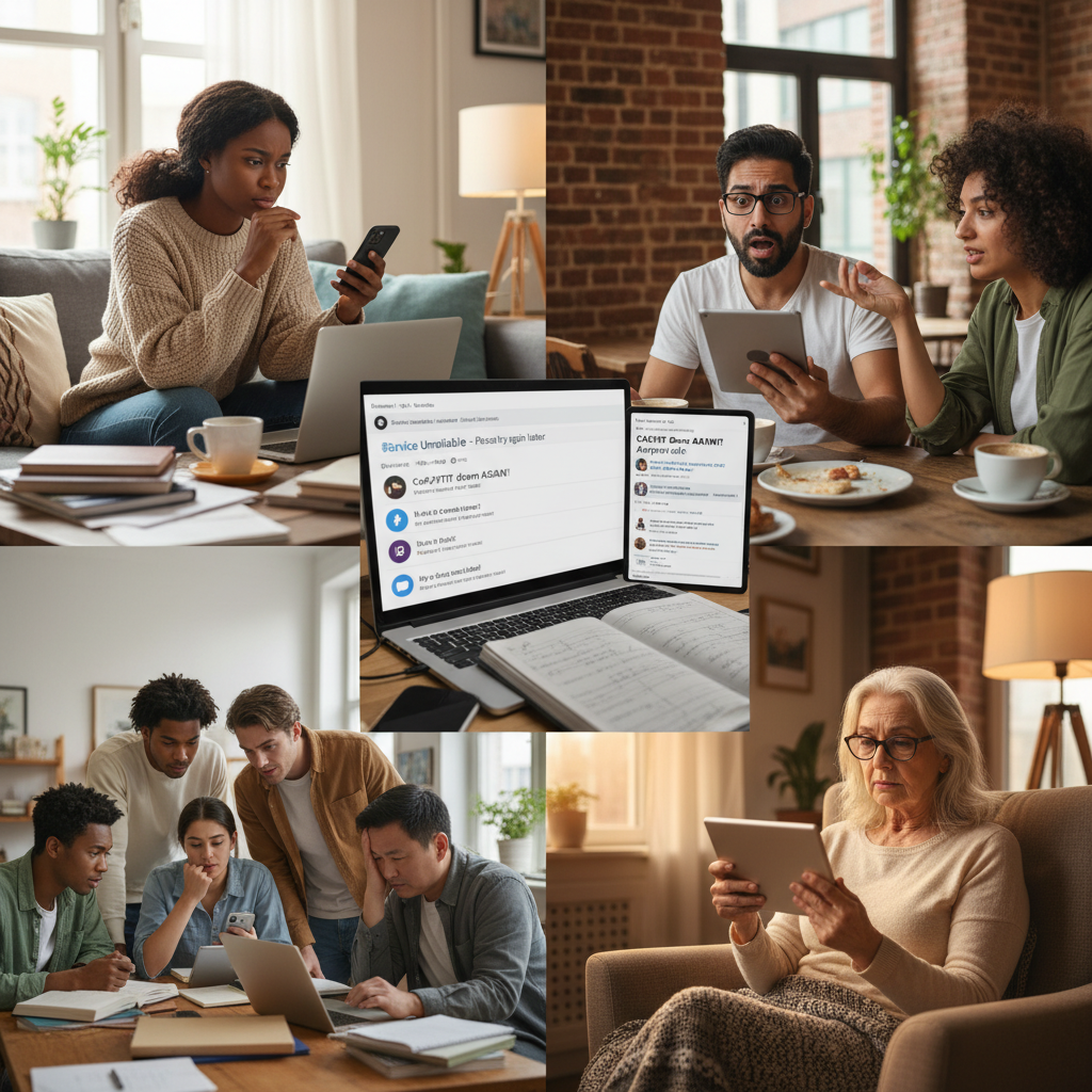 chatgpt experiences widespread outages, prompting users to turn to social media platforms for real-time support and alternative solutions.