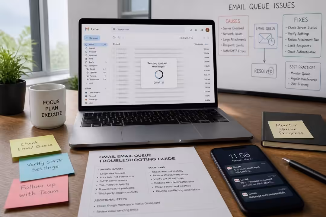 learn how to resolve the 'queued' status in gmail with our comprehensive guide covering common causes and effective fixes to ensure your emails send smoothly.