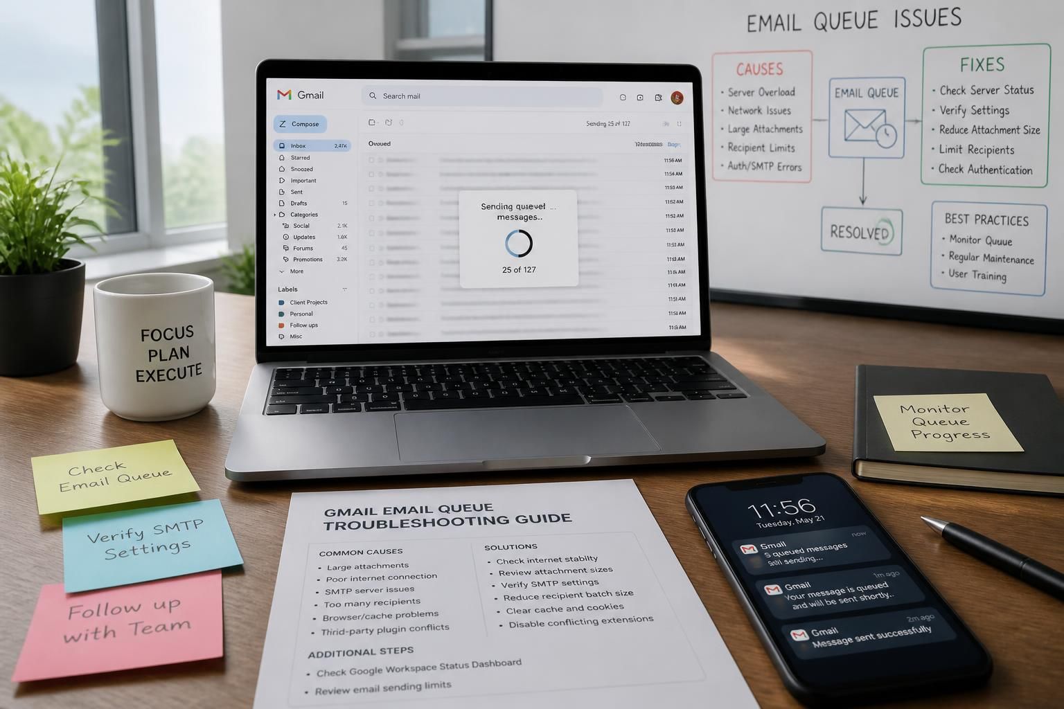learn how to resolve the 'queued' status in gmail with our comprehensive guide covering common causes and effective fixes to ensure your emails send smoothly.