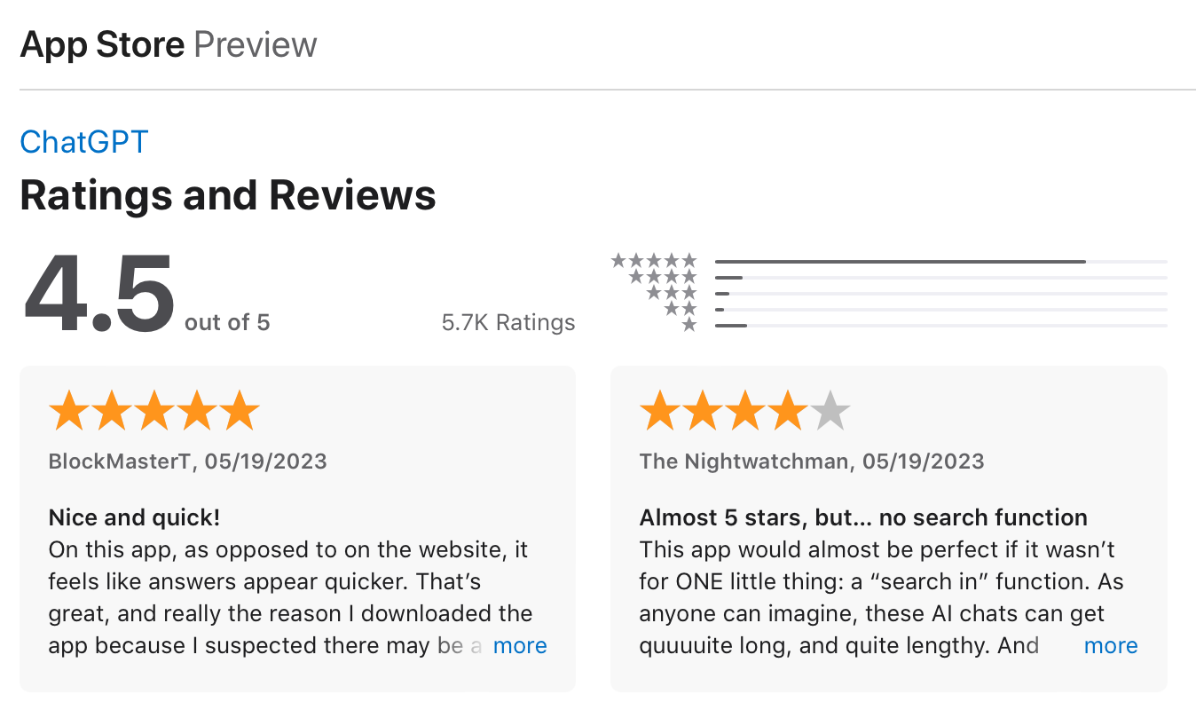 ChatGPT iOS App User Reviews