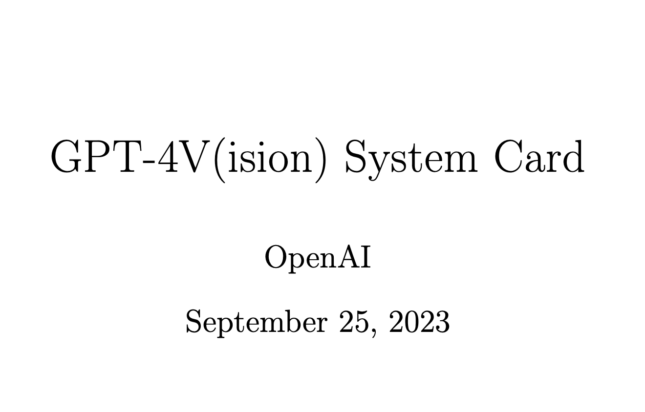 GPT-4V System Card