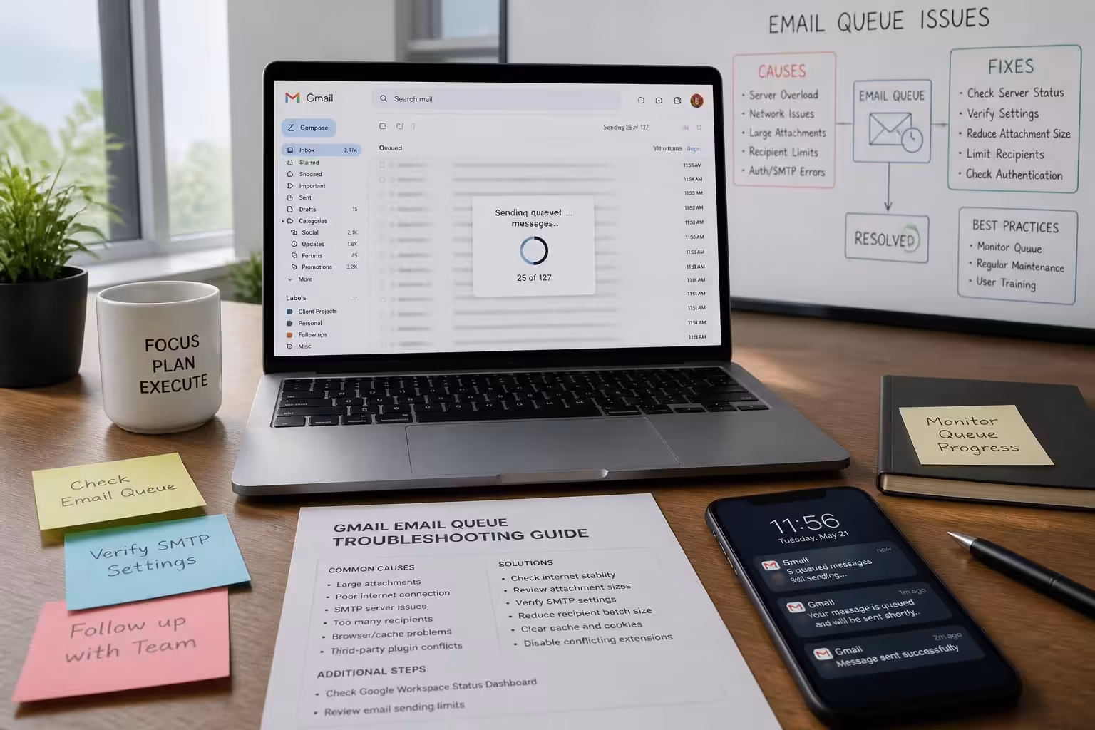 learn how to resolve the 'queued' status in gmail with our comprehensive guide covering common causes and effective fixes to ensure your emails send smoothly.